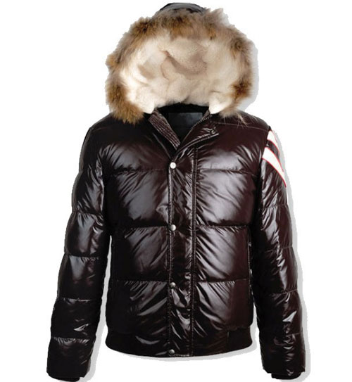 Moncler Alpes Men Fur Down Jacket Brown